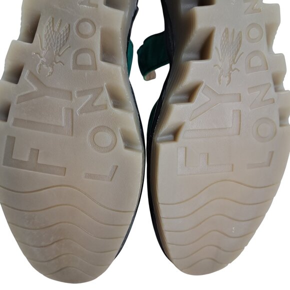 Fly London Piat Green Leather Wedge Ankle Strap Shoes Size 38 US 7.5-8 Mary Jane - Picture 8 of 13